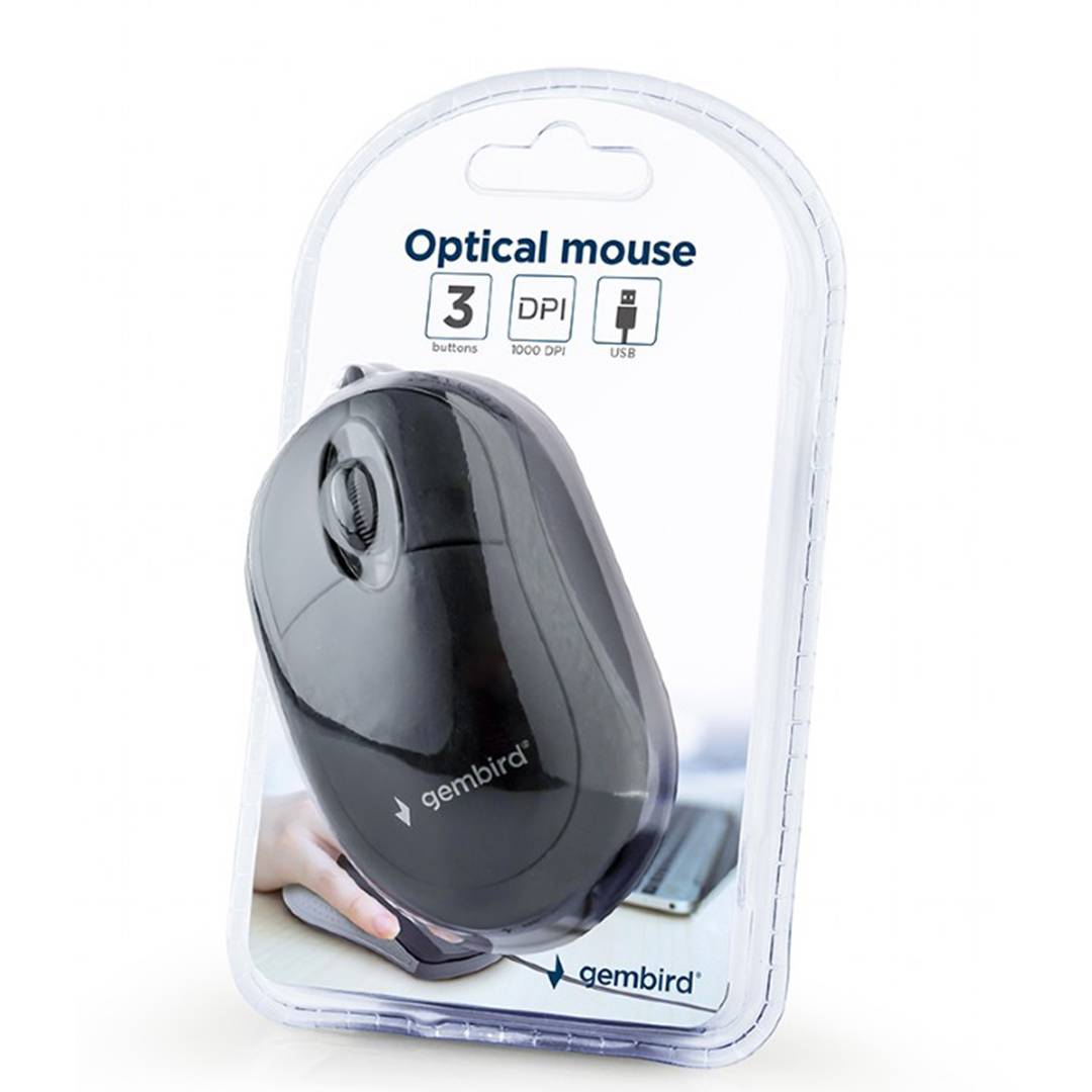 Gembird USB 1000 DPI Optical Mouse with 3 Buttons in Black
