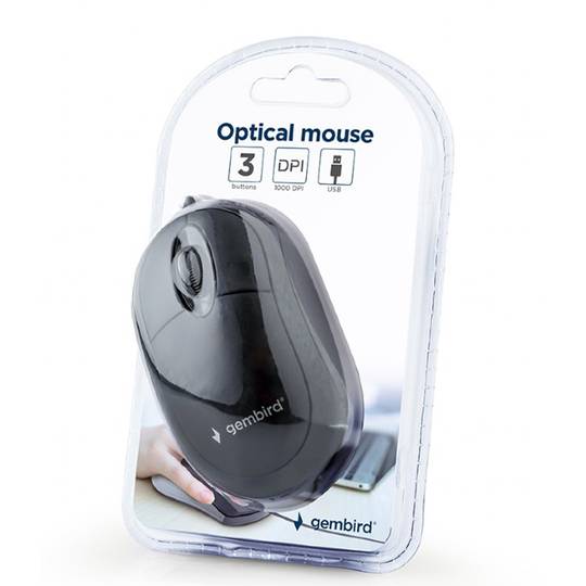 Gembird USB 1000 DPI Optical Mouse with 3 Buttons in Black