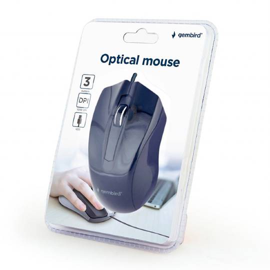 Gembird USB 1000 DPI Optical Mouse with 3 Buttons in Black