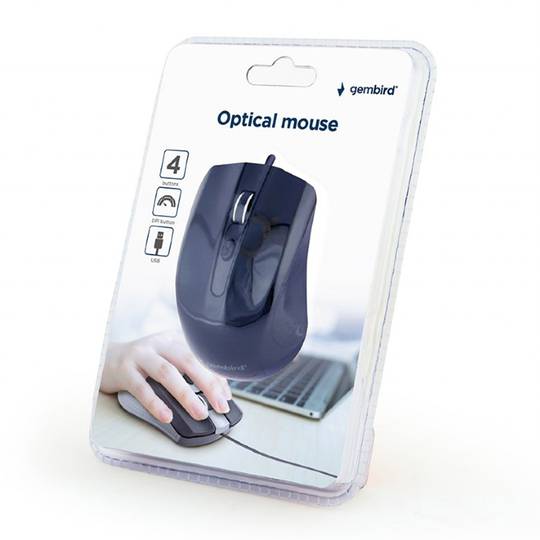 Gembird USB 1200 DPI Optical Mouse with 4 Buttons in Black