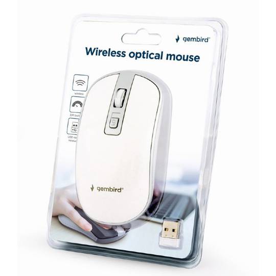 Mouse ottico wireless Gembird bianco argento