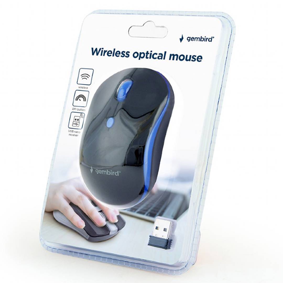 Mouse ottico wireless Gembird nero/blu