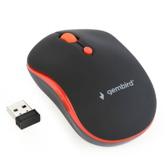Mouse ottico wireless Gembird nero/rosso
