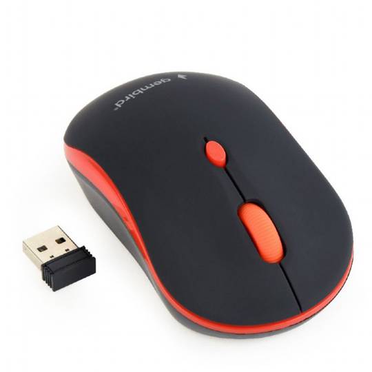 Mouse ottico wireless Gembird nero/rosso