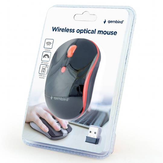 Mouse ottico wireless Gembird nero/rosso