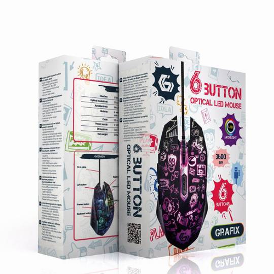 Gembird 6 Button Wired LED Optical Mouse Black