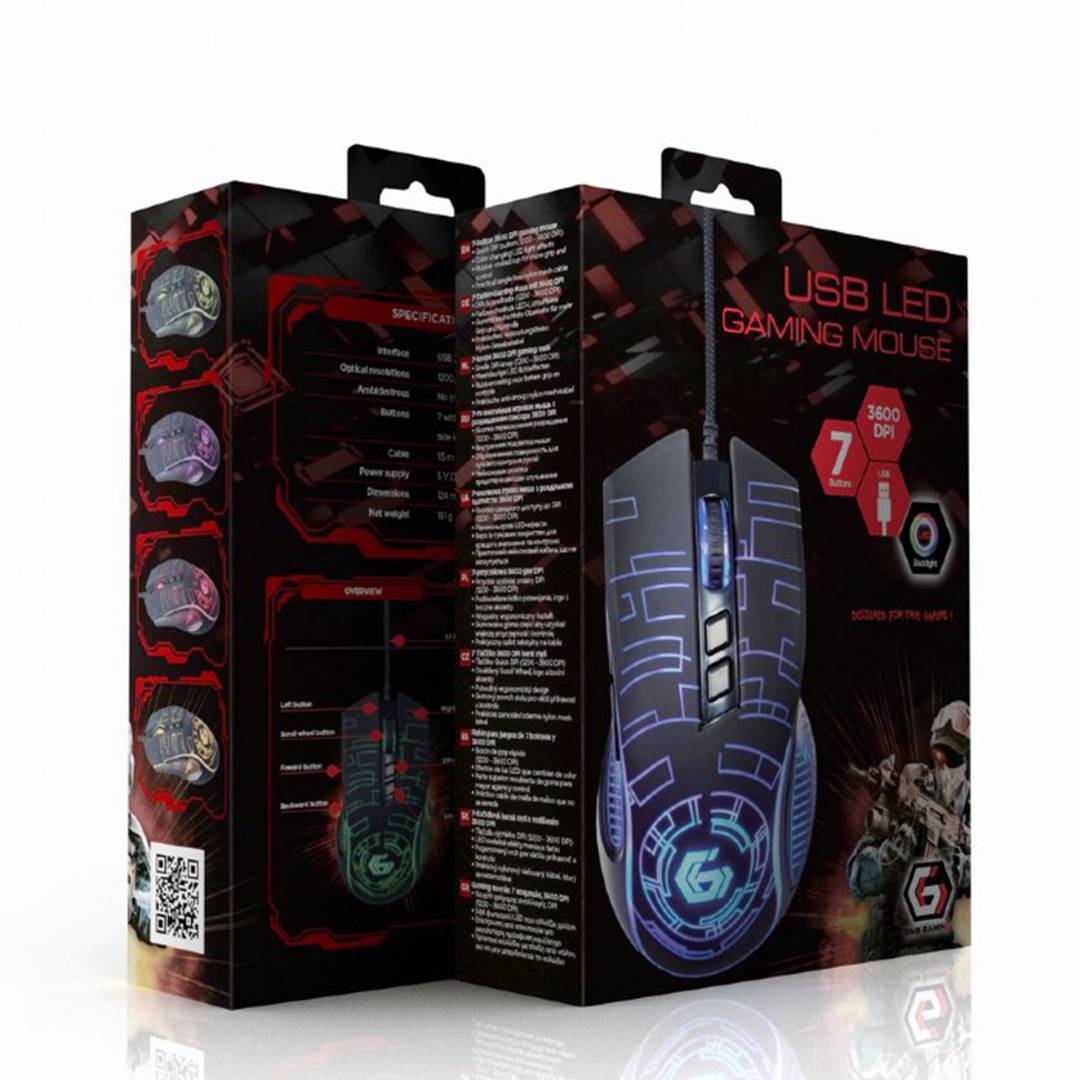 Mouse da gioco LED cablato USB Gembird nero