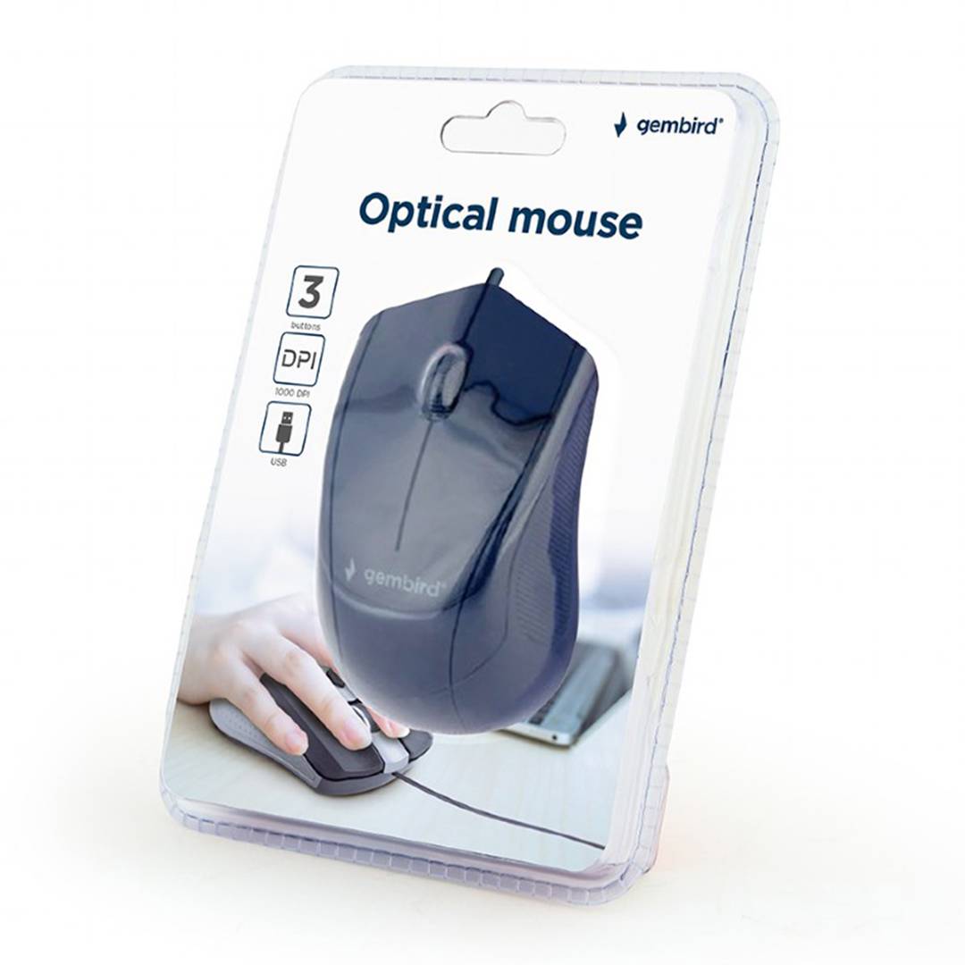 Gembird 1000 DPI USB mouse with 3 buttons in black color