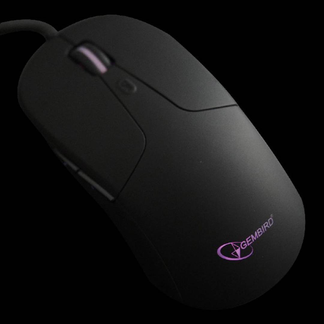 Gembird USB Illuminated Mouse with 6 buttons and 2400 DPI in black color