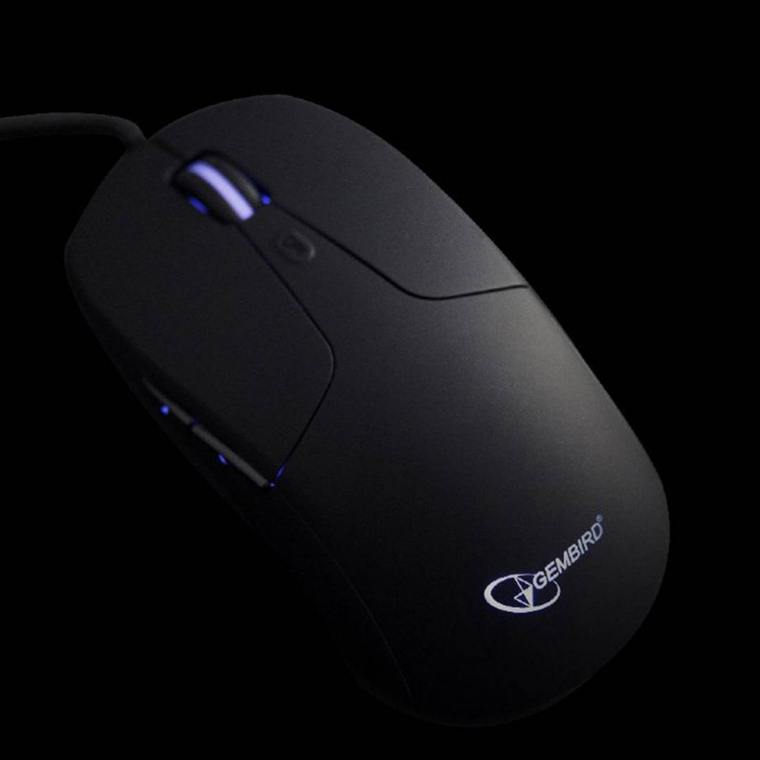 Gembird USB Illuminated Mouse with 6 buttons and 2400 DPI in black color