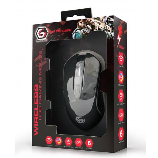 Gembird RGB 6-Button Rechargeable Wireless Gaming Mouse in Black