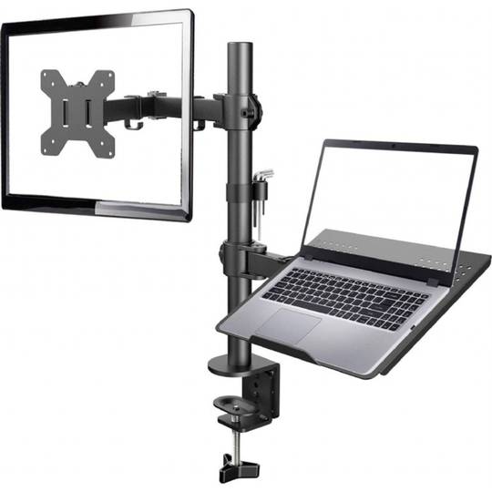 Support de bureau réglable Gembird avec bras pour écran et plateau pour ordinateur portable