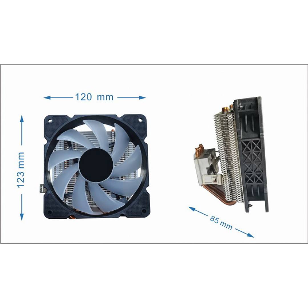 Ventoinha de resfriamento de CPU Gembird 12 cm 100 W com LED multicolorido de 4 pinos