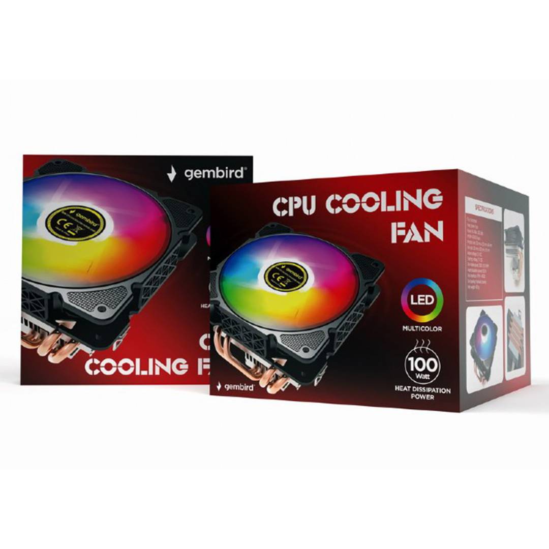 Gembird 12cm 100W CPU Cooling Fan with 4-Pin Multicolor LED - Cablematic