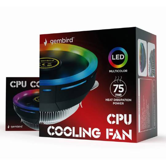 Gembird 12cm CPU Cooling Fan with 75W Multi-Color LED 4-Pin