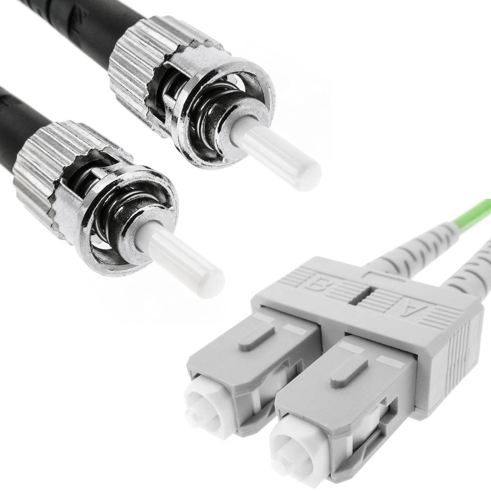 Fiber optic cable OM5 multimode duplex 50µm/125µm ST/PC to SC/PC 100Gb 15 m