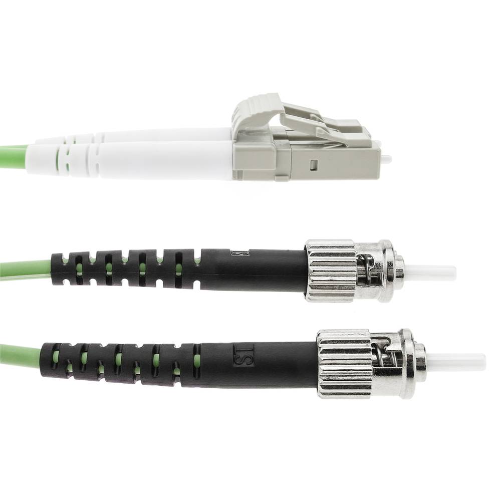 Fibre Optic LWL Kabel OM5 Multimode Duplex 50µm/125µm LC/PC zu ST/PC 100Gb 50 cm