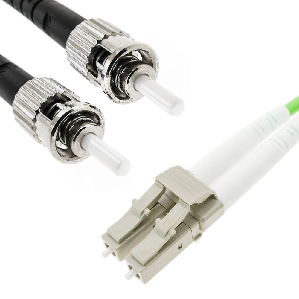 Cable de fibra óptica OM5 multimodo duplex 50µm/125µm LC/PC a ST/PC 100Gb de 1 m
