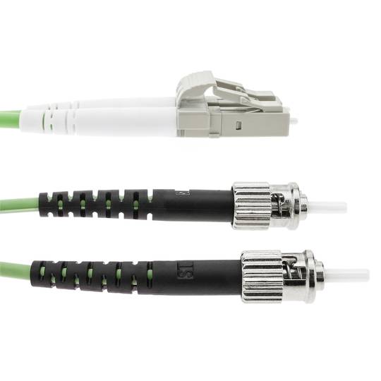 Cable de fibra óptica OM5 multimodo duplex 50µm/125µm LC/PC a ST/PC 100Gb de 1 m