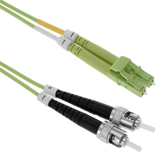 Glasvezelkabel OM5 multimode duplex 50 µm / 125 µm LC / UPC naar ST / UPC 100 Gb van 2 m