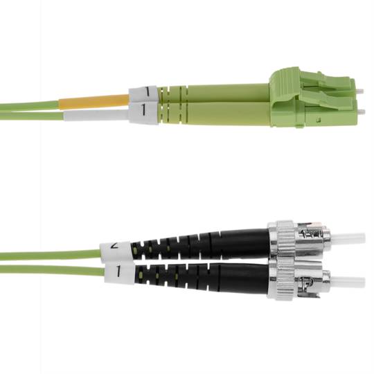 Glasvezelkabel OM5 multimode duplex 50 µm / 125 µm LC / UPC naar ST / UPC 100 Gb van 2 m