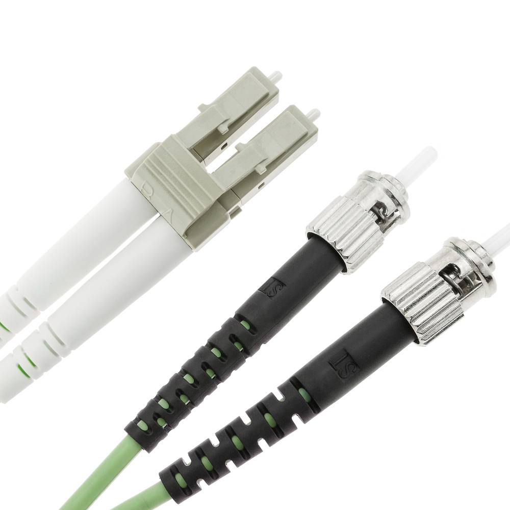 Cable de fibra óptica OM5 multimodo duplex 50µm 125µm LC PC a ST PC 100Gb de 15 m Cablematic