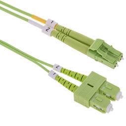 OM5 multimode glasvezelkabel duplex 50 µm / 125 µm LC / UPC naar SC / UPC 100 Gb 1 m