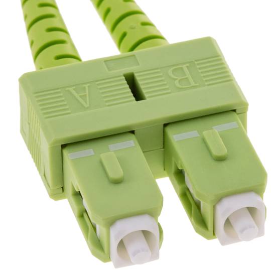 OM5 multimode glasvezelkabel duplex 50 µm / 125 µm LC / UPC naar SC / UPC 100 Gb 1 m