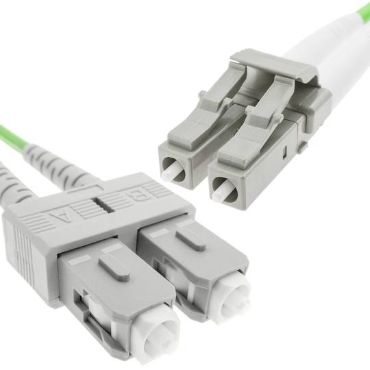 Glasvezelkabel OM5 multimode duplex 50 µm / 125 µm LC / PC naar SC / PC 100 Gb 25 m