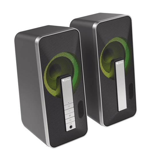 Alto-falantes Genesis Helium 100BT 2.0 Bluetooth 10W com iluminação RGB.