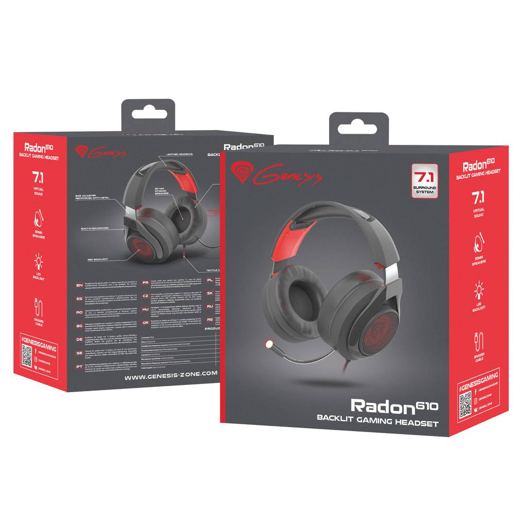 Fone de ouvido para jogos Radon 610 7.1 USB da Genesis NSG-1454
