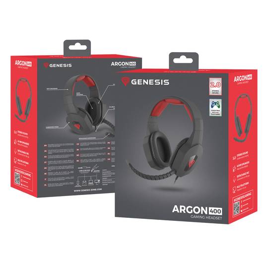 Fones de ouvido para jogos Genesis Argon 400 preto e vermelho NSG-0687