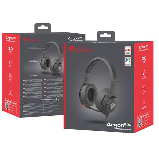 Słuchawki gamingowe Genesis Argon 600 z czarnym, wysuwanym mikrofonem NSG-1658