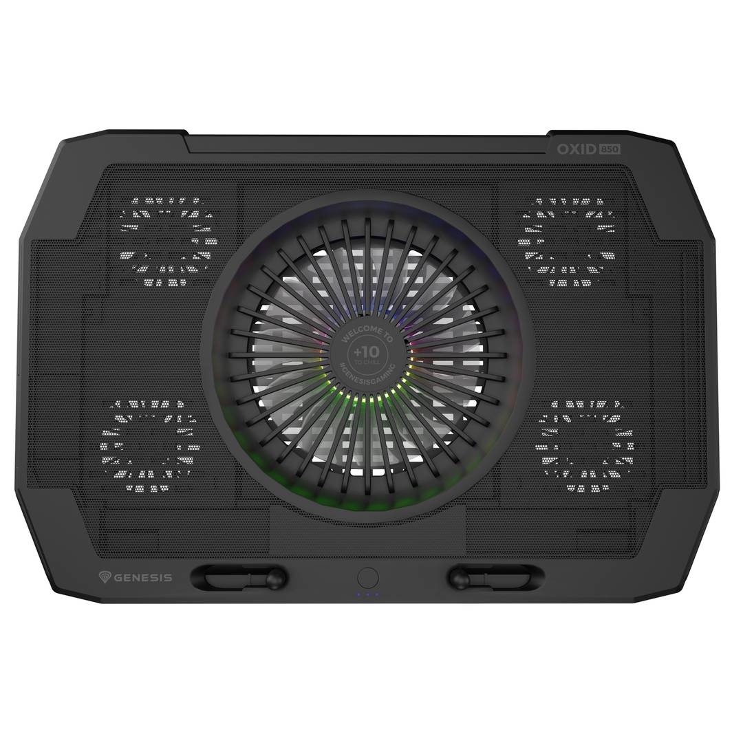 Base refrigeradora Oxid 850 RGB de Genesis de 15.6 a 17.3 pulgadas y con 5 ventiladores USB NHG-1858