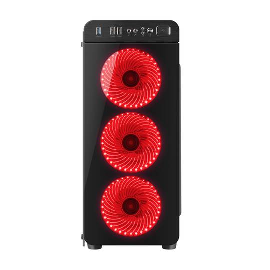 Genesis IRID 300 ATX Gaming Case met 1 USB 3.0, 2 USB 2.0 zonder bron en met rood gehard glas NPC-1131
