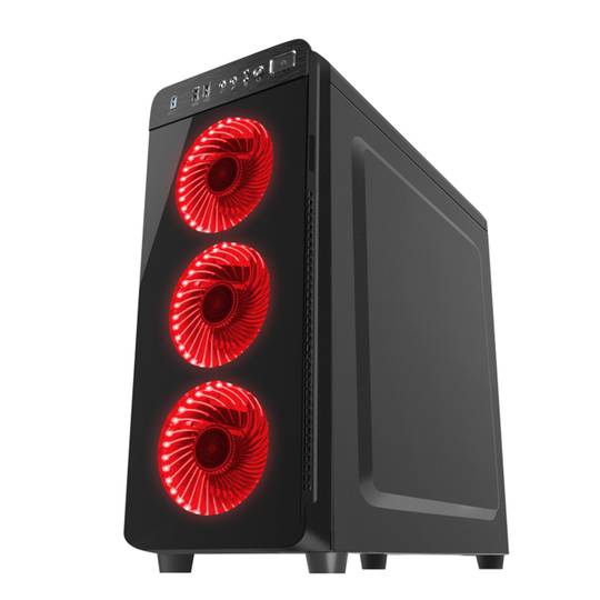 Genesis IRID 300 ATX Gaming Case met 1 USB 3.0, 2 USB 2.0 zonder bron en met rood gehard glas NPC-1131
