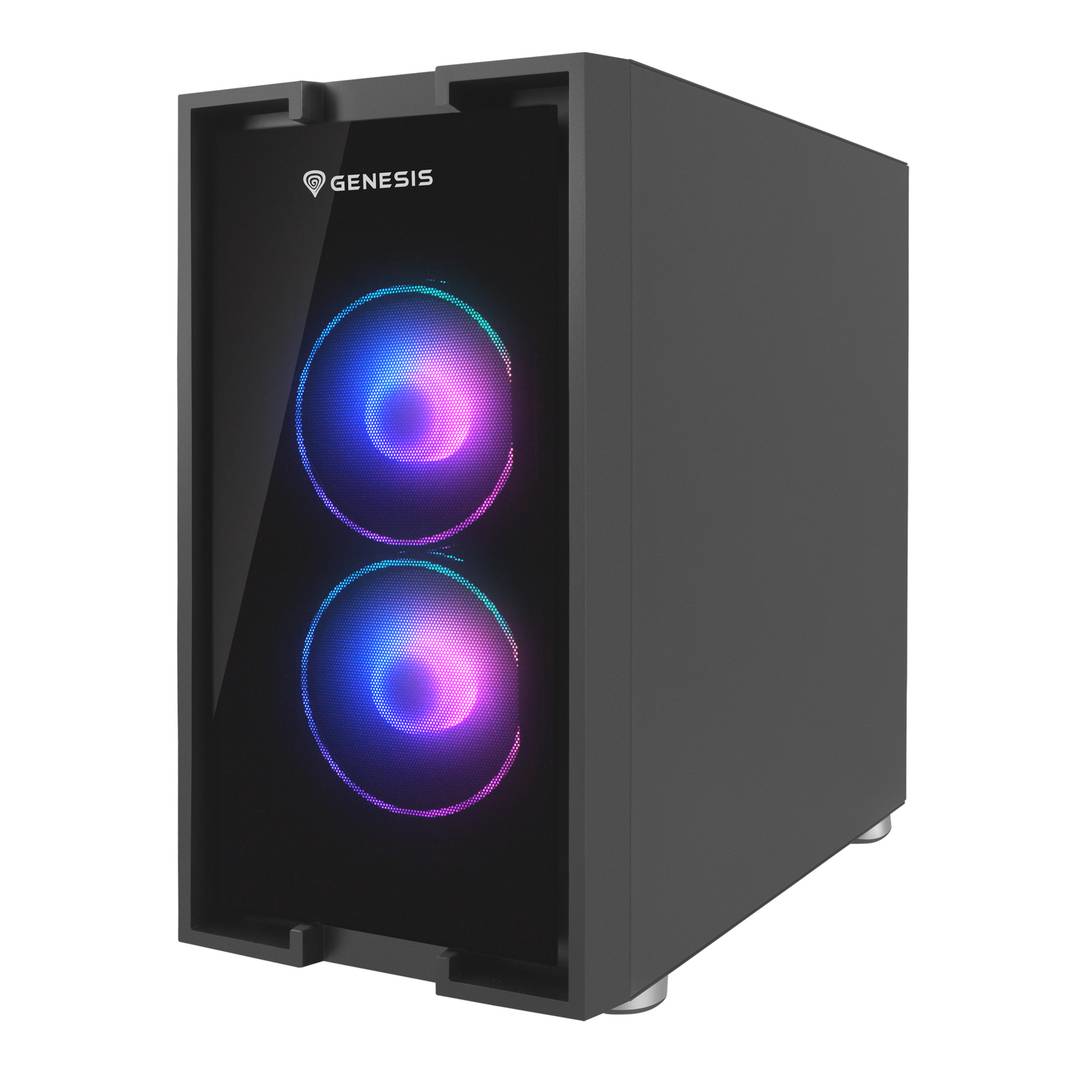 Gaming-Gehäuse IRID 353 MATX Genesis ARGB 1 USB 3.0- und 2 USB 2.0-Anschlüsse ohne Netzteil mit gehärtetem Glas NPC-1520