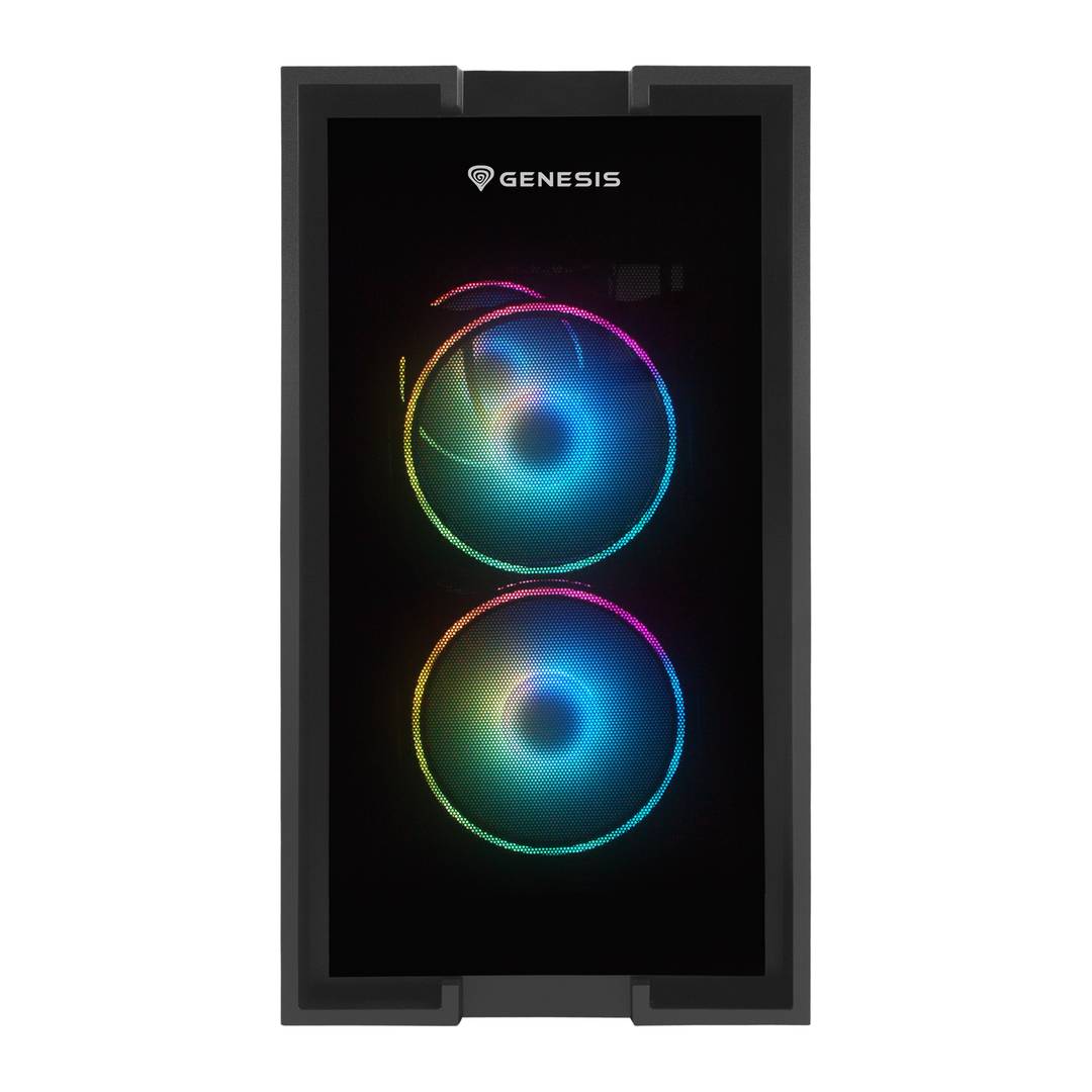 Gaming-Gehäuse IRID 353 MATX Genesis ARGB 1 USB 3.0- und 2 USB 2.0-Anschlüsse ohne Netzteil mit gehärtetem Glas NPC-1520