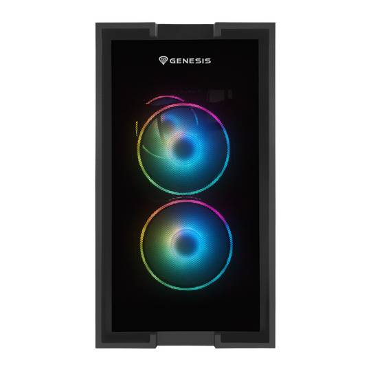 Gaming-Gehäuse IRID 353 MATX Genesis ARGB 1 USB 3.0- und 2 USB 2.0-Anschlüsse ohne Netzteil mit gehärtetem Glas NPC-1520