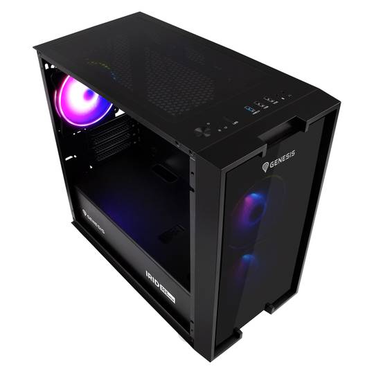 Gaming-Gehäuse IRID 353 MATX Genesis ARGB 1 USB 3.0- und 2 USB 2.0-Anschlüsse ohne Netzteil mit gehärtetem Glas NPC-1520