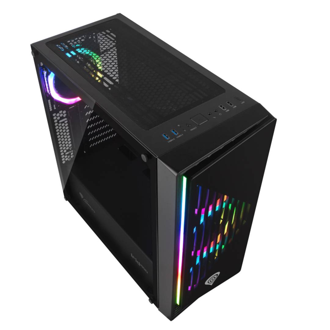 Custodia da gioco Genesis RGB Irid 400 ATX con 2 porte USB 3.0 e 2 porte USB 2.0 con vetro temperato NPC-1429