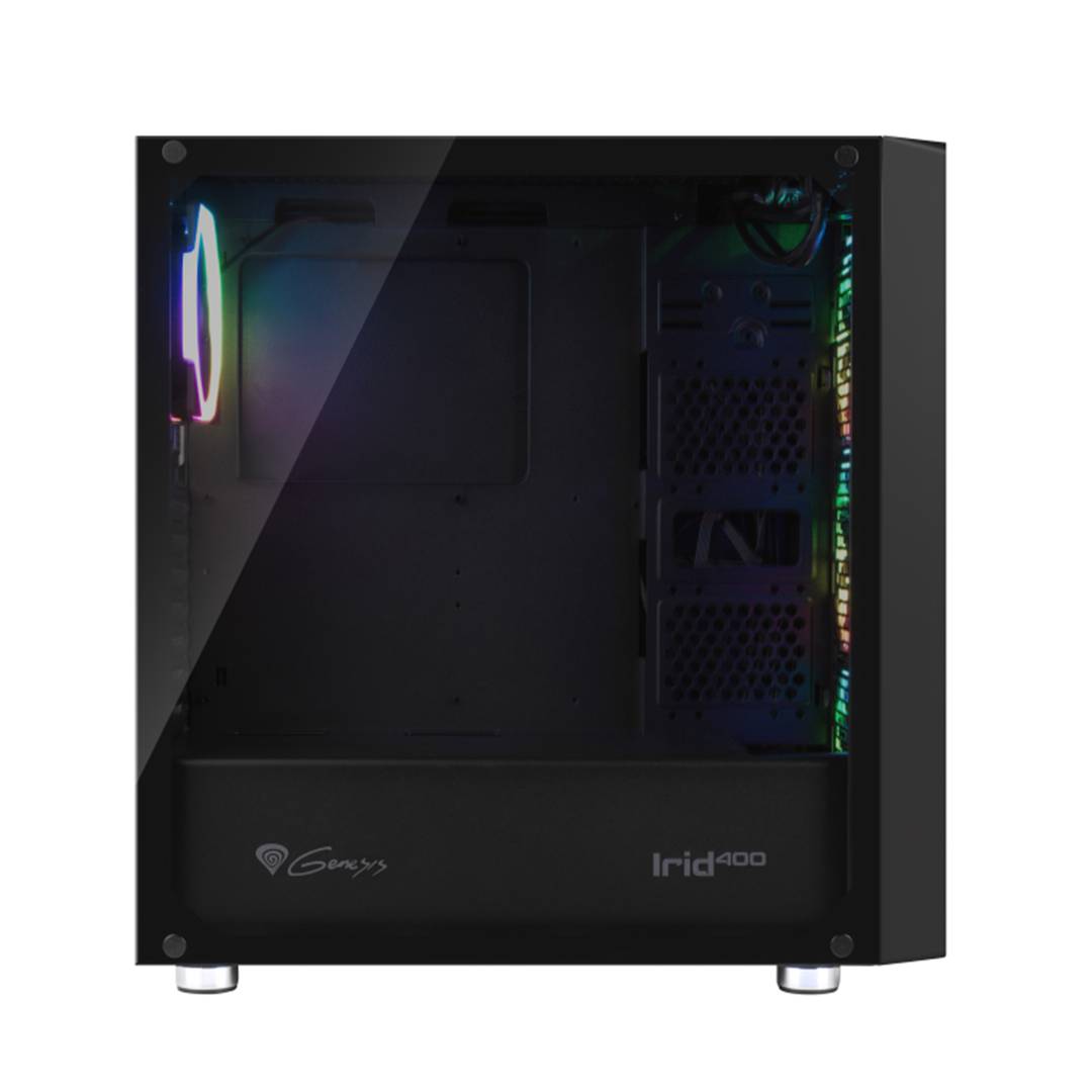 Custodia da gioco Genesis RGB Irid 400 ATX con 2 porte USB 3.0 e 2 porte USB 2.0 con vetro temperato NPC-1429