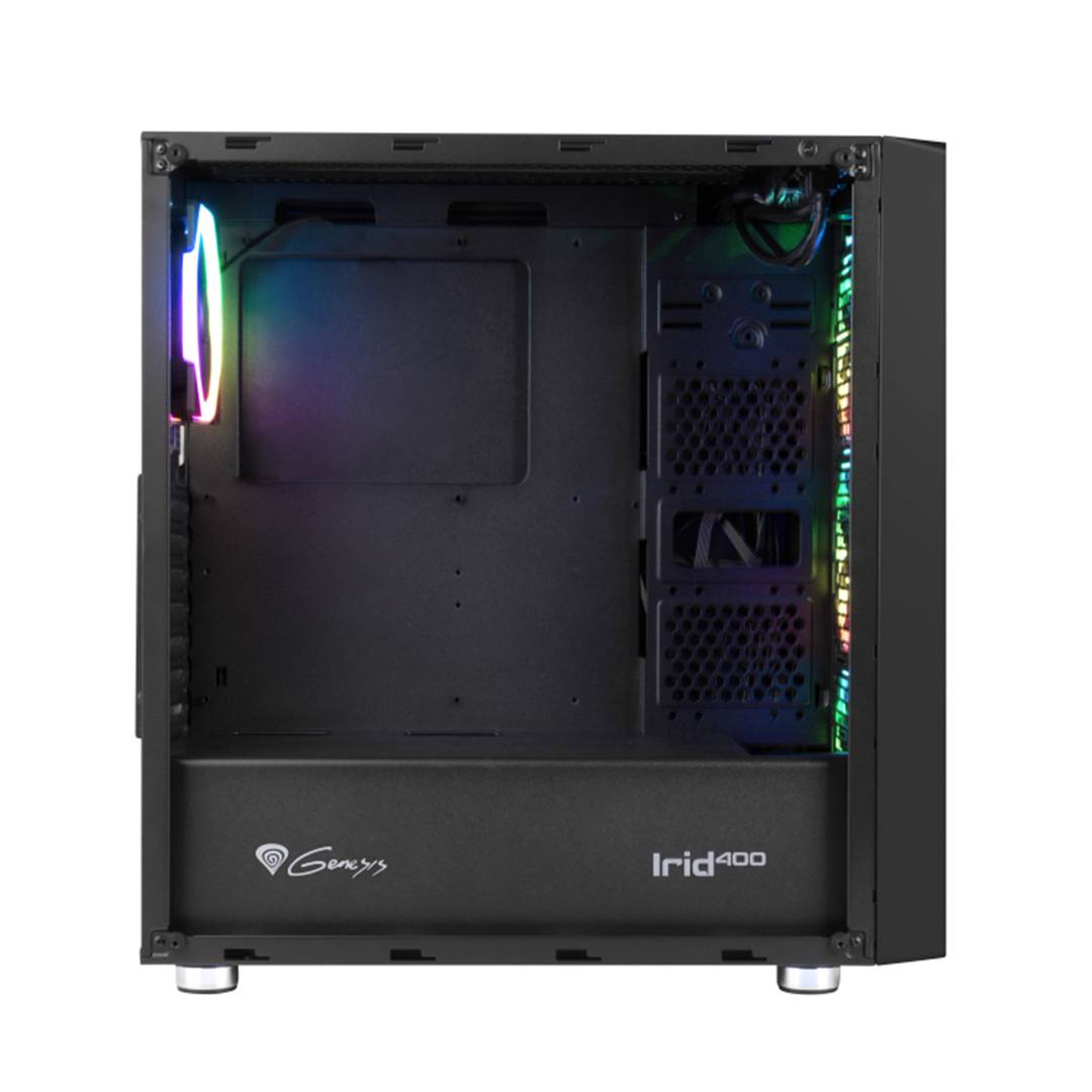 Custodia da gioco Genesis RGB Irid 400 ATX con 2 porte USB 3.0 e 2 porte USB 2.0 con vetro temperato NPC-1429