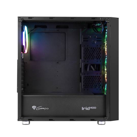 Custodia da gioco Genesis RGB Irid 400 ATX con 2 porte USB 3.0 e 2 porte USB 2.0 con vetro temperato NPC-1429