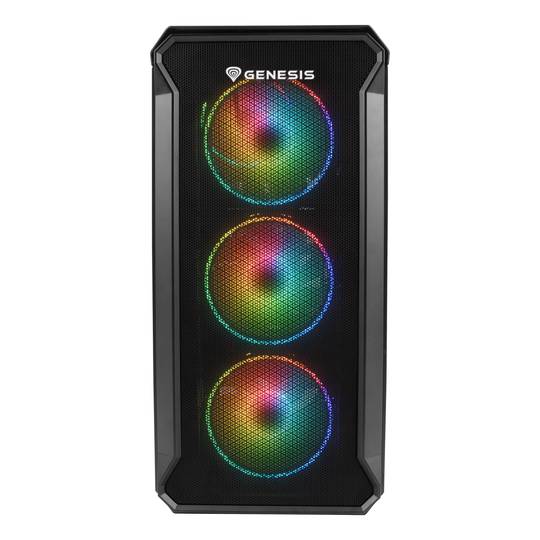 Genesis IRID 503 ARGB MATX Gaming Case com 1 porta USB 3.0, 2 portas USB 2.0 e janela de vidro temperado NPC-1559