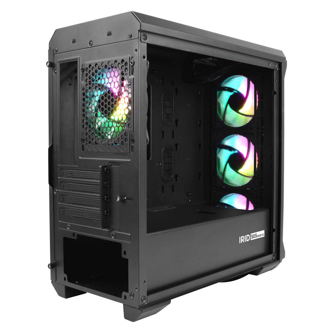 Genesis IRID 503 ARGB MATX Gaming Case com 1 porta USB 3.0, 2 portas USB 2.0 e janela de vidro temperado NPC-1559