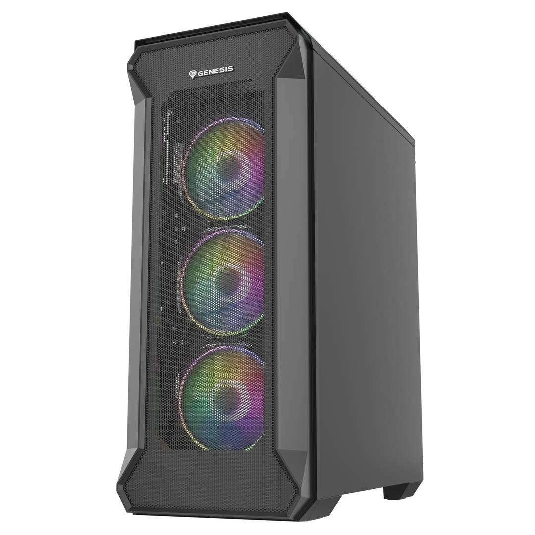 Genesis IRID 505 ARGB ATX Gaming Case met 2 USB 3.0-poorten en 2 USB 2.0-poorten met venster van gehard glas NPC-1518