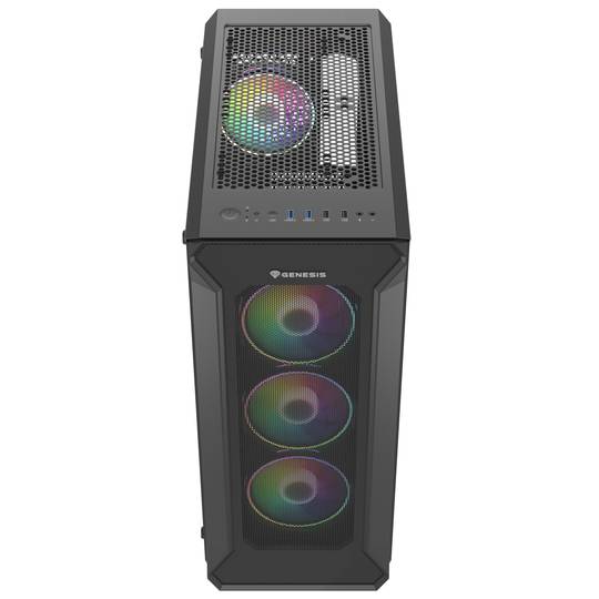 Genesis IRID 505 ARGB ATX Gaming Case met 2 USB 3.0-poorten en 2 USB 2.0-poorten met venster van gehard glas NPC-1518