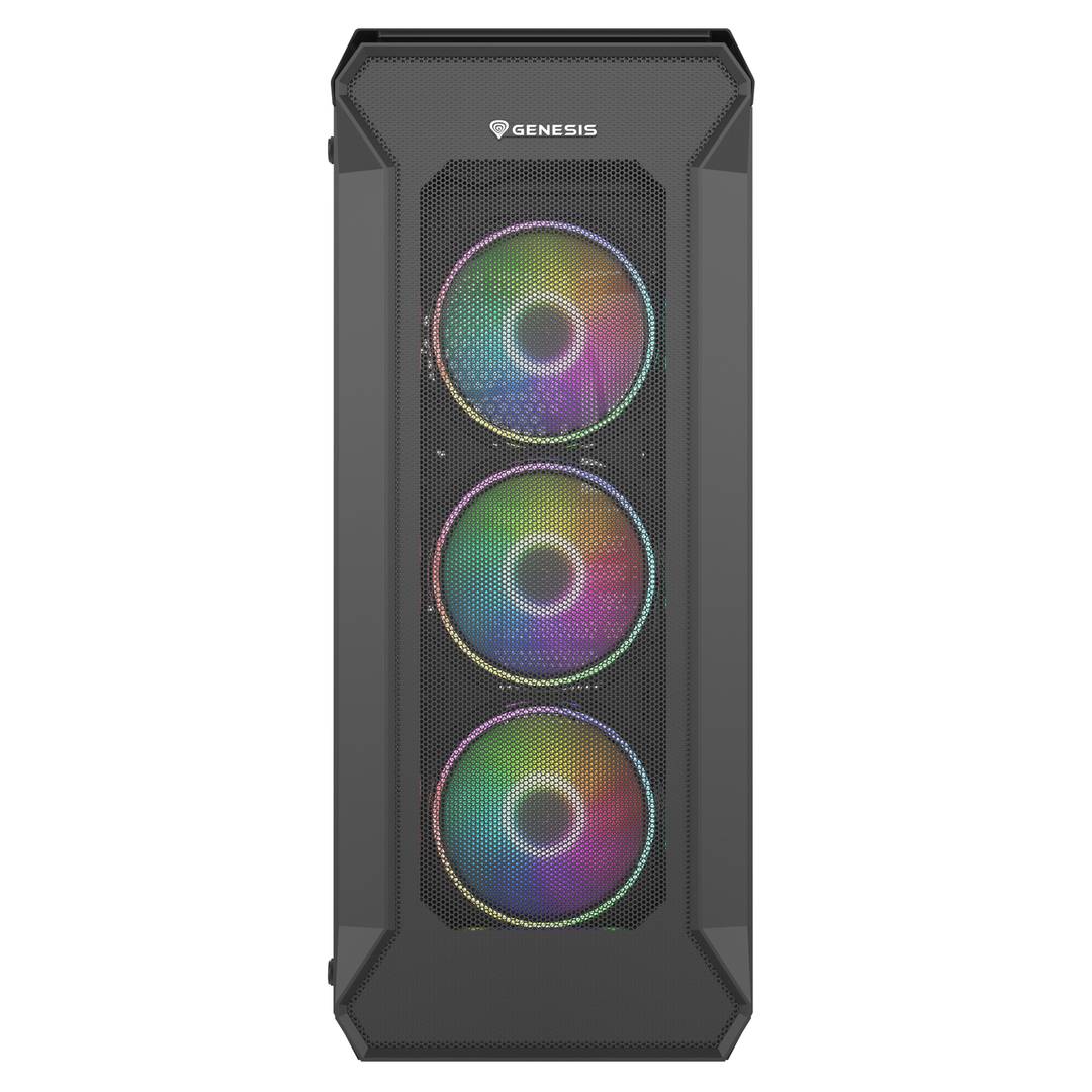 Genesis IRID 505 ARGB ATX Gaming Case met 2 USB 3.0-poorten en 2 USB 2.0-poorten met venster van gehard glas NPC-1518