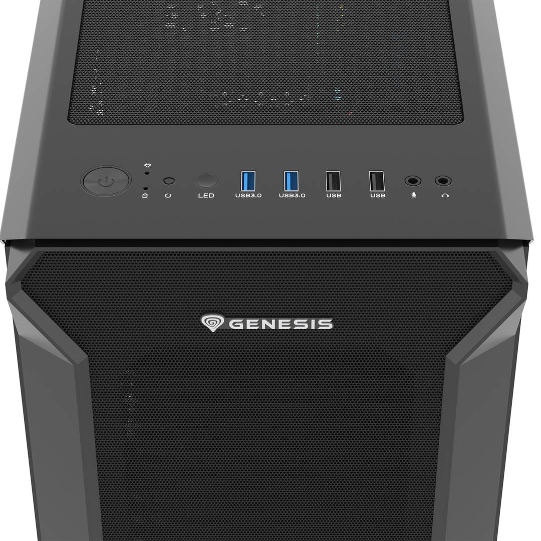 Boîtier de jeu Genesis IRID 505 ATX avec 2 ports USB 3.0 et 2 ports USB 2.0 avec verre trempé NPC-1517